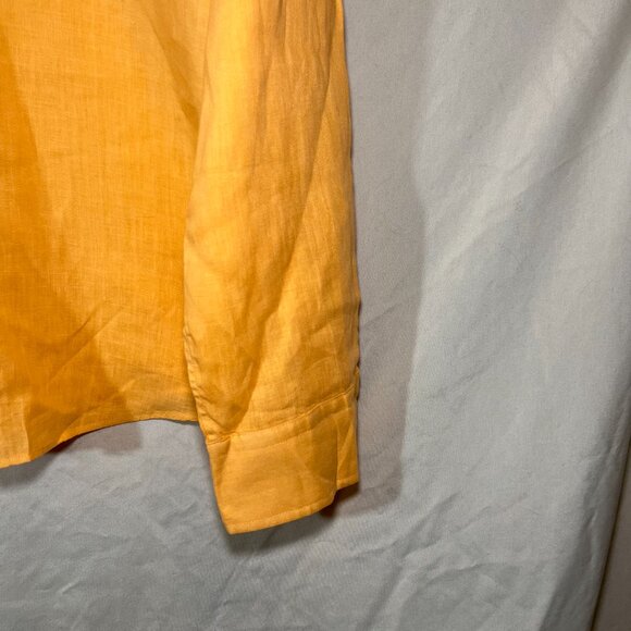 Men's XXL Vineyard Vines Shep & Ian Solid Linen Long Sleeve Shirt Orange - Picture 5 of 6